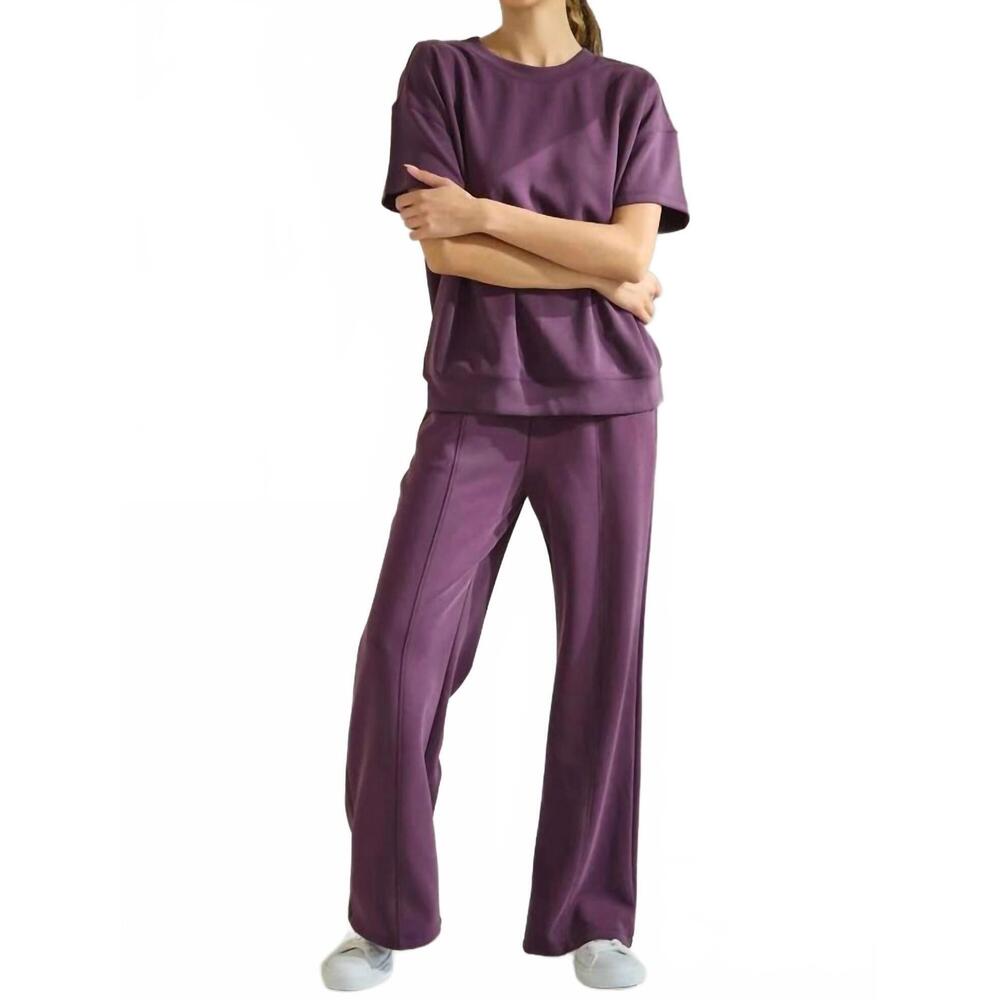 NEW YELETE sofie soft short sleeve top in purple